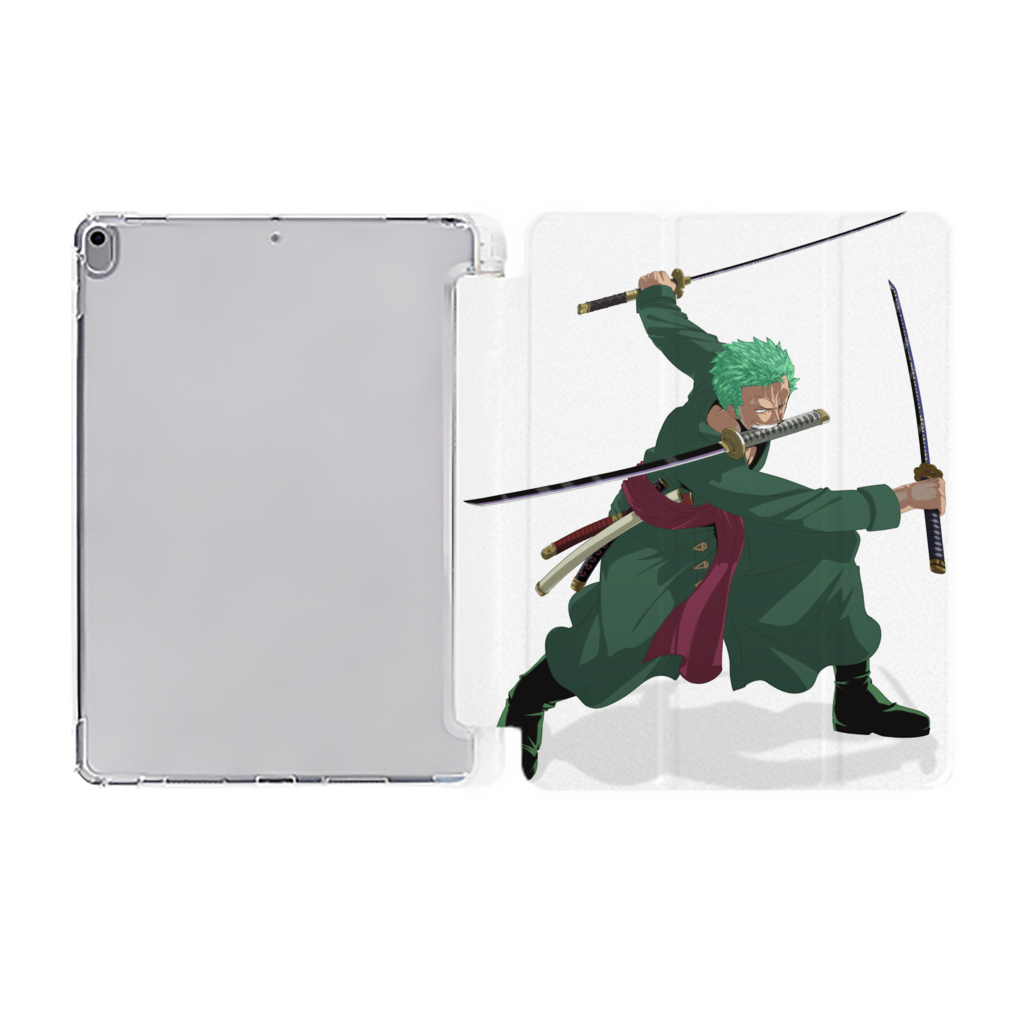 （画像用） ワンピース ロロノア・ゾロ ONE PIECE Roronoa Zoro IPad ケース ペン収納付き 三つ折りスタンド PUレザー×シリコン 対応機種9.5/10.5/10.9インチ